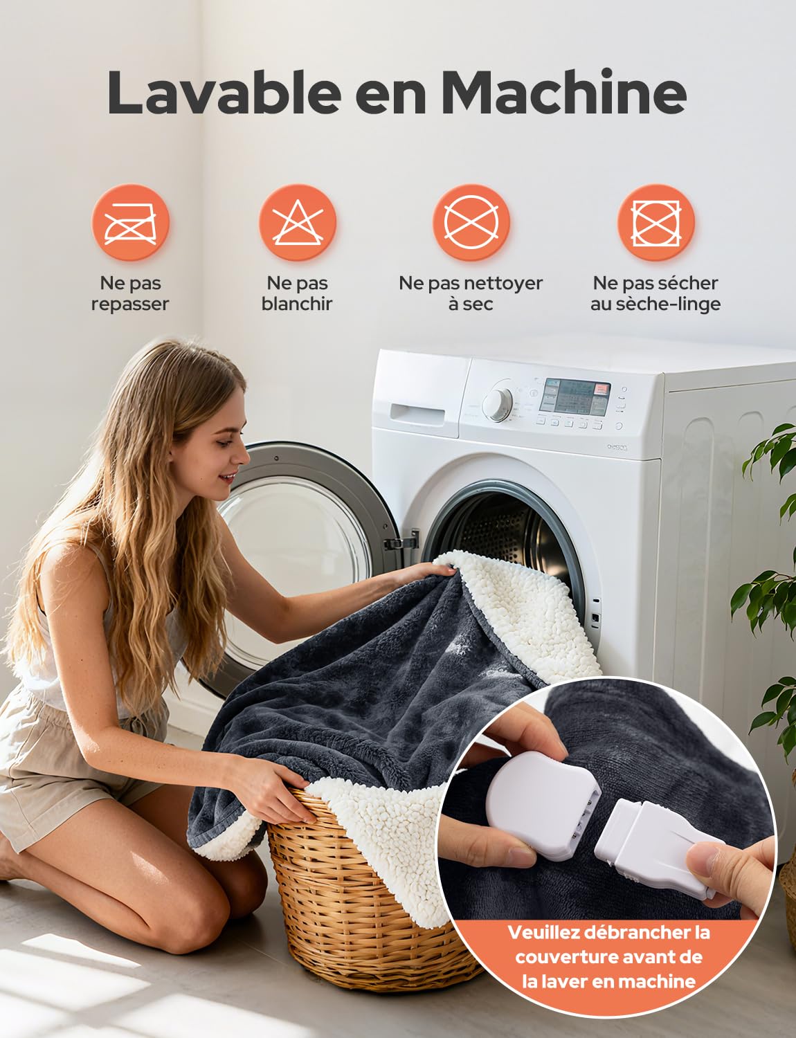 Couverture Chauffante Électrique 10 Niveaux de Température Minuterie 9H Protection Surchauffe Arrêt Automatique Lavable en Machine pour Maison et Bureau (Gris Foncé, 160x130 cm)
