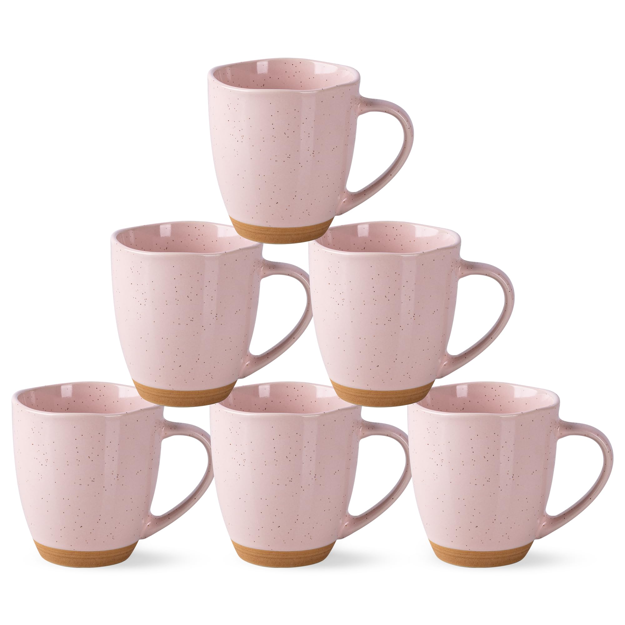 AmorArc 12oz Ceramic Coffee Mugs, Set Of 6 – White With Rustic Terracotta Underside, Dishwasher & Microwave Safe, Great For Home Or Gifts - View #2