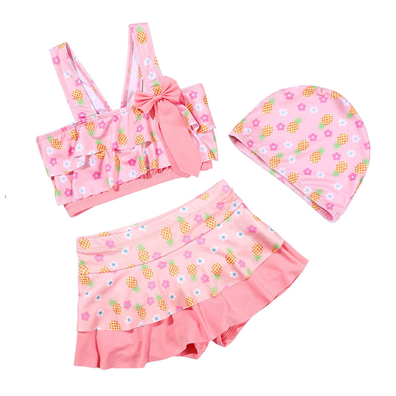 Copbopwn Traje de Baño Niñas Traje de Baño 3 Piezas Bikini Niños Conjunto Tankini Traje de Baño Bikini con Falda de Playa Traje de Baño para Niñas 6-10 Años