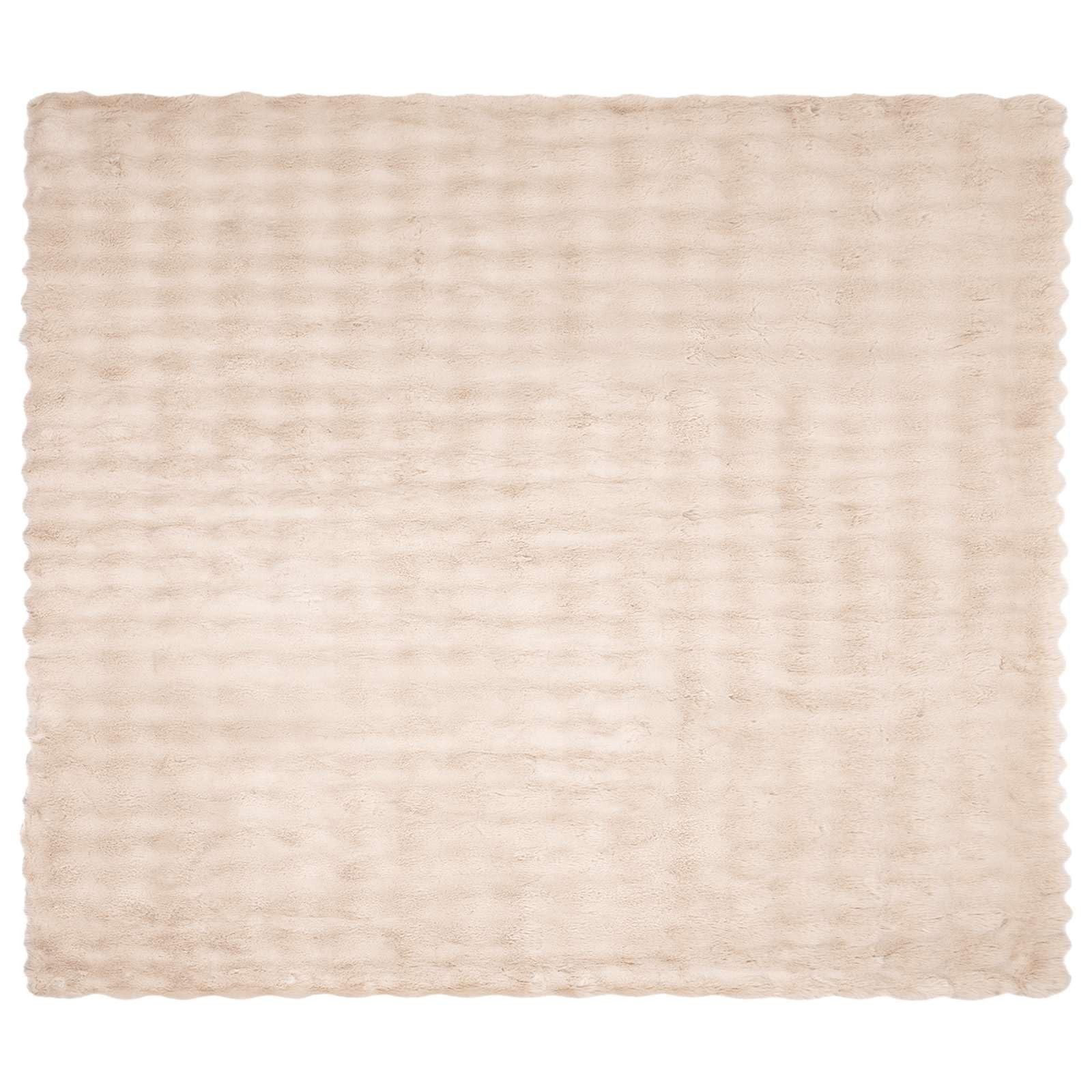 Antypoślizgowy koc ze sztucznego futra królika, beżowy, 130 x 150 cm, 4-częściowy zestaw, przytulny koc o miękkiej pluszowej teksturze bąbelkowej, na sofę, łóżko, do salonu, ciepły i