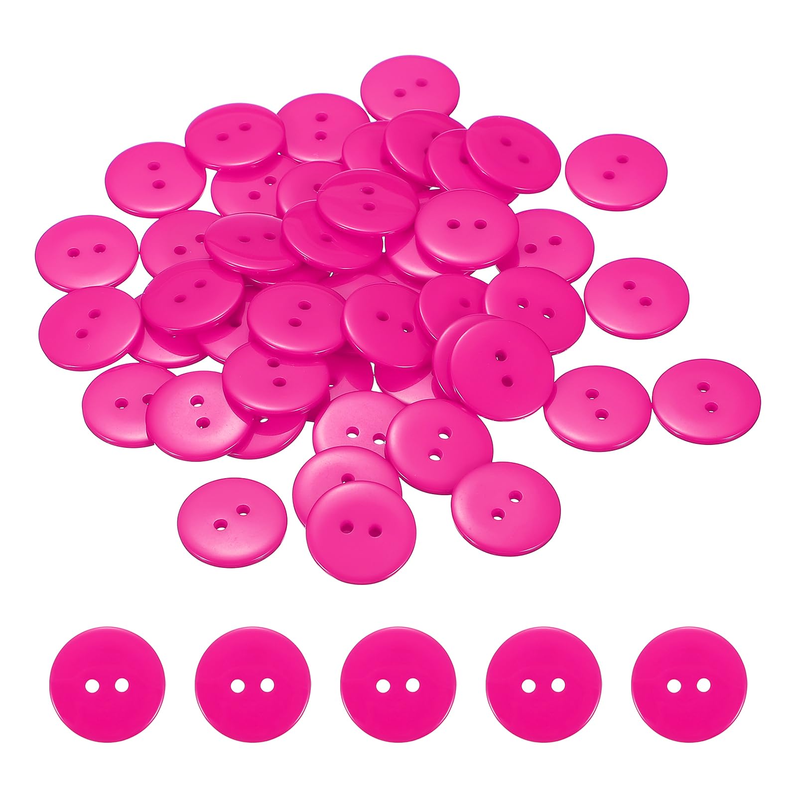 sourcing map 50pcs Resin Sewing Button, 20mm (3/4-inch) 2 Holes Round Craft Decorative Buttons for Coat Clothes Holiday Decoration, Rose Red