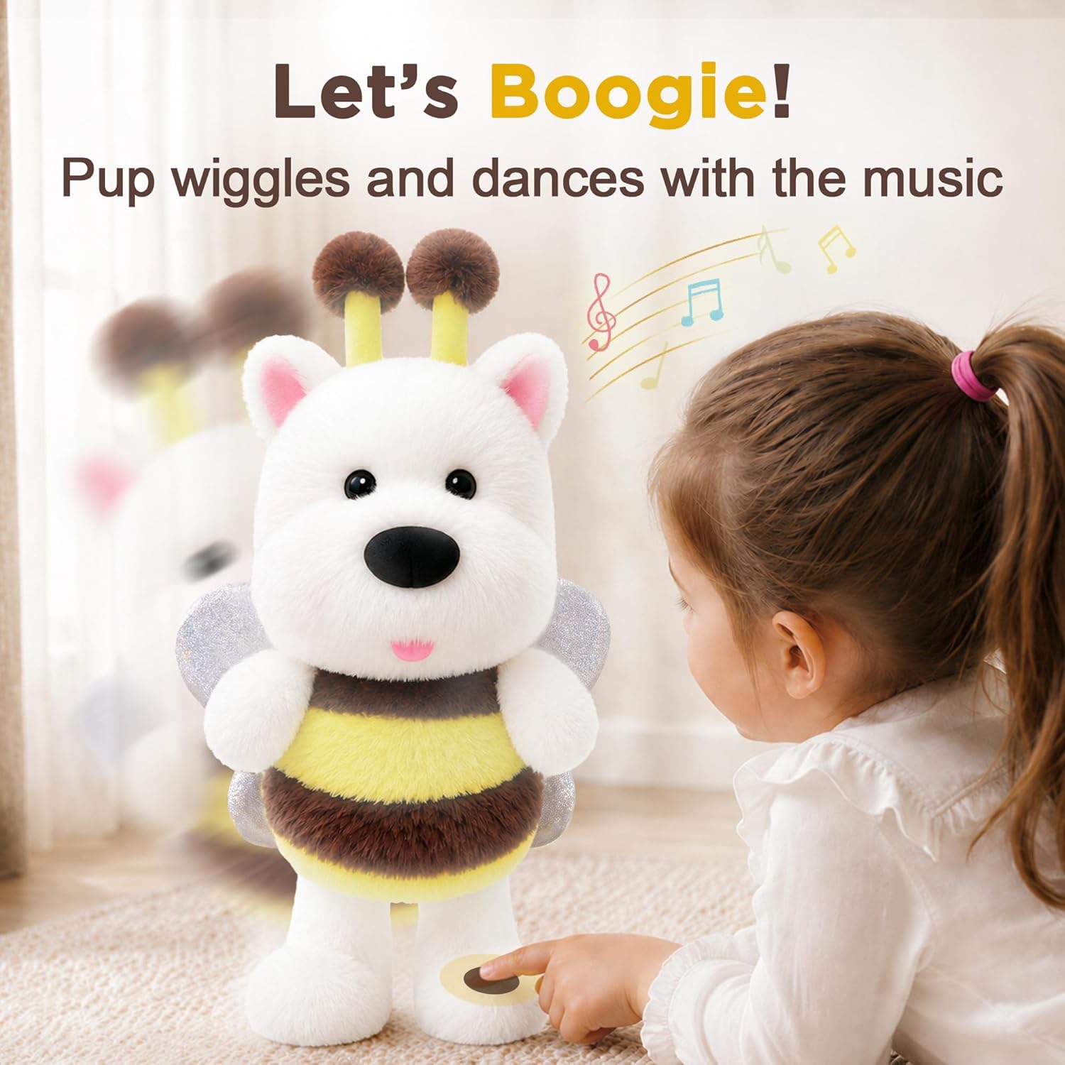 iPlay, iLearn Baby Talking Dog Toy, Toddler Musical Plush Dancing Stuffed Animal, Interactive Electronic Singing & Repeat Tummy Time Toy, Birthday Gifts 12-18 Month Infant, 1 2 3 Year Old Kid Girl Boy