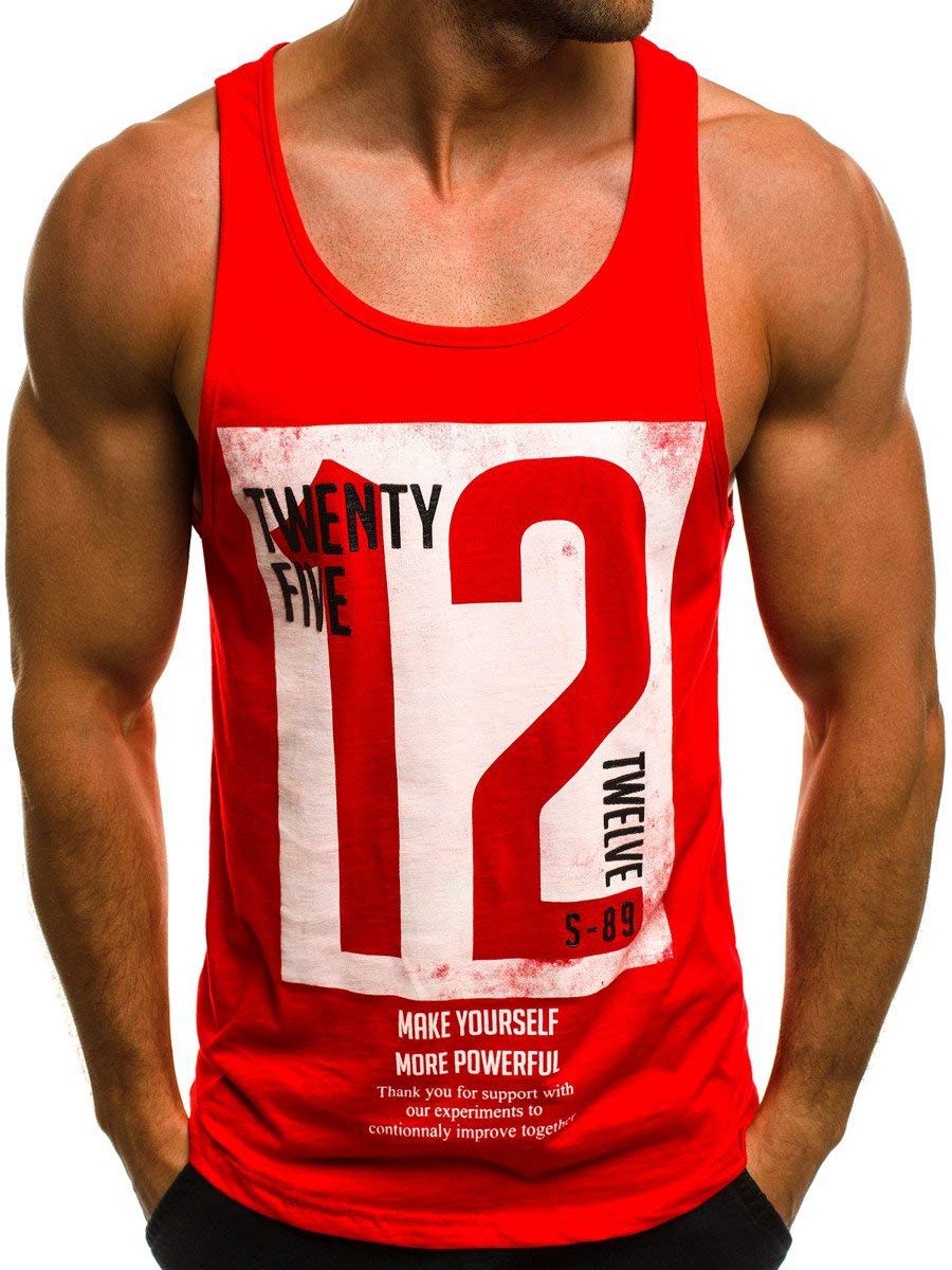 WAZZAP Débardeur Homme Musculation Gym Sport Bodybuilding Fitness Tank Top Imprimé Stringer sans Manches T-Shirt