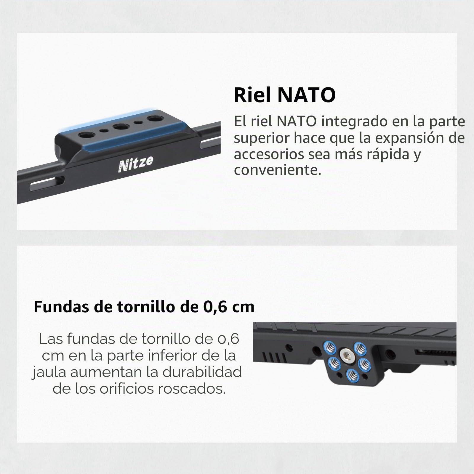 Nitze Cage para Monitor Feelworld LUT6 / LUT6S / LUT6E con Parasol NATO Rail Incorporado - JTP2-LUT6S