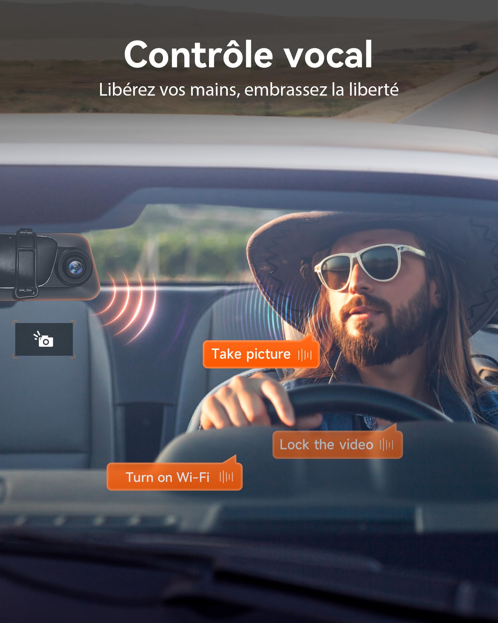 WOLFBOX 12'' G850 4K+1080P Dashcam Voiture Rétroviseur avec 5.8GHz WiFi et Commande Vocale, Enregistrement Boucle, Vision Nocturne, Moniteur Stationnement, Arrière Étanche, avec GPS et Carte 64 Go