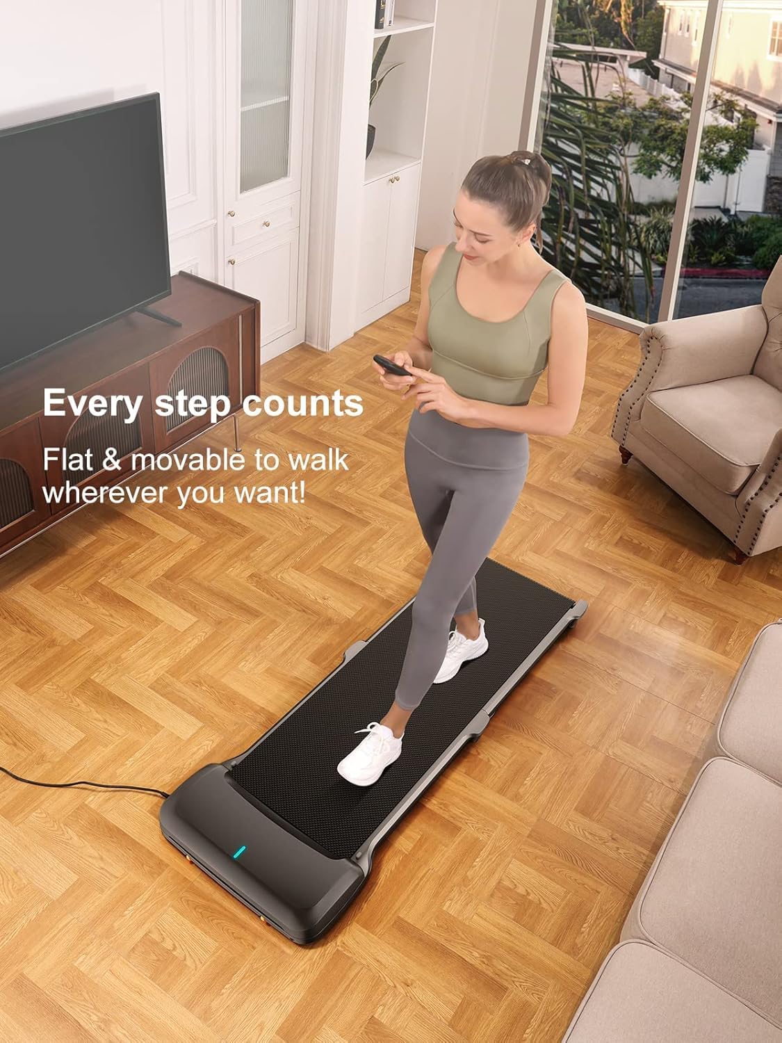 WalkingPad Tapis de Marche, Pliable Walking Pad pour Maison et Bureau, Électrique Silencieux Tapis Roulant 6 km/h avec Télécommande, Pas d'Assemblage Nécessaire
