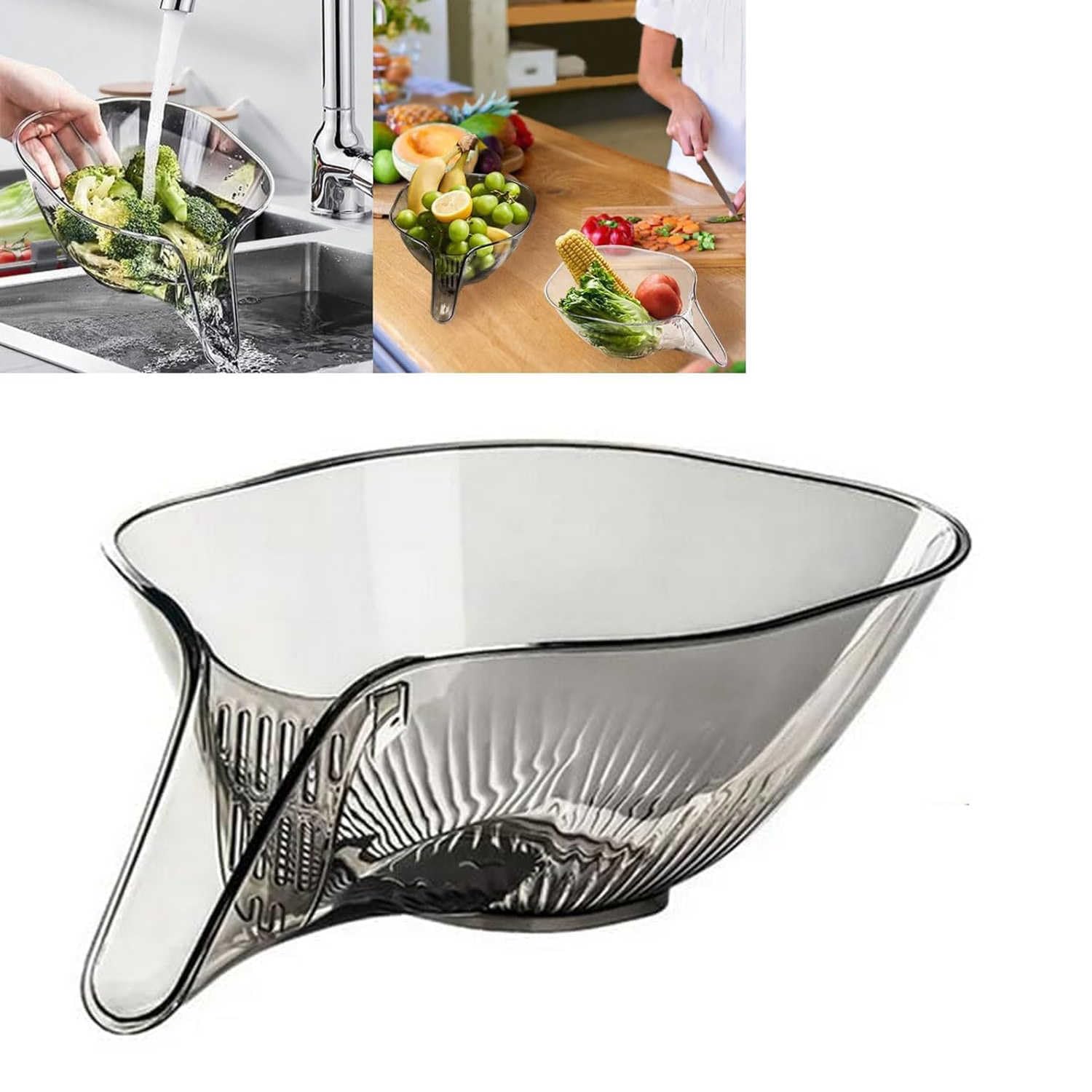 Küchenspüle, Ablaufkorb, Trichter, multifunktionales Sieb zum Waschen von Gemüse und Obst, Kunststoff-Abtropfschale