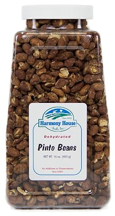 Harmony House Foods TRUE Dehydrated Pinto Beans - Easy Cook 16 oz, Quart Size Jar