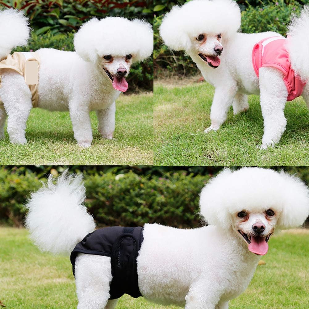 Female Dog Diapers Reusable Puppy Physiological Pant, Washable Dog Sanitary Pants Hygiene Pants,Washable Leakproof High Absorption Menstruation Underwear Briefs,3-Pack
