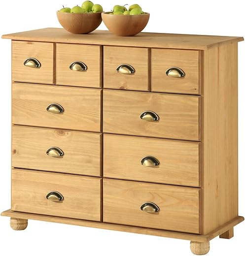 IDIMEX Apothekerkommode Colmar, schöne Kommode mit 8 Schubladen, praktischer Apothekerschrank in gebeizt/gewachst, Elegantes Sideboard mit…