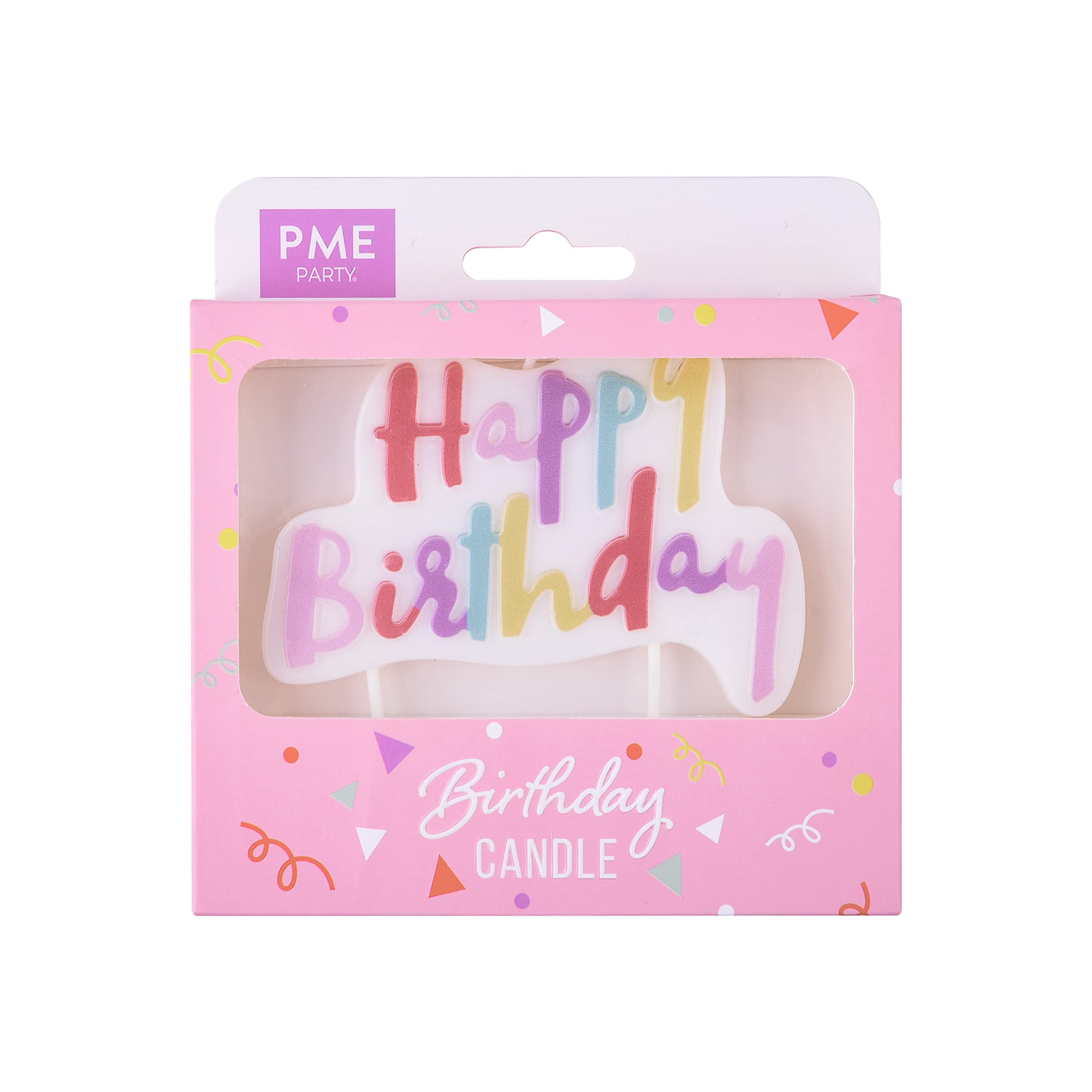 PME Happy Birthday Candle - Pink Pastel