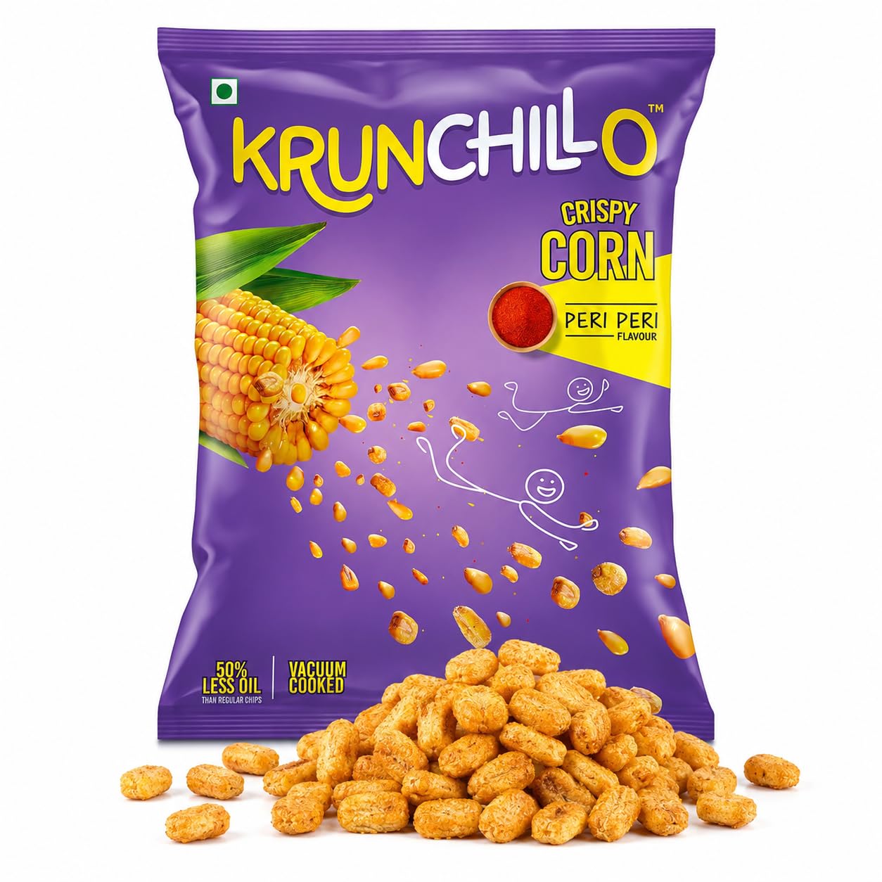 Krunchillo - Crispy Corn Peri Peri |Healthy Snacks | High Protein | Source of Fiber |Assorted Pack | 100% Natural Light & Crispy Corn (60g- Pack of 3)-image-11