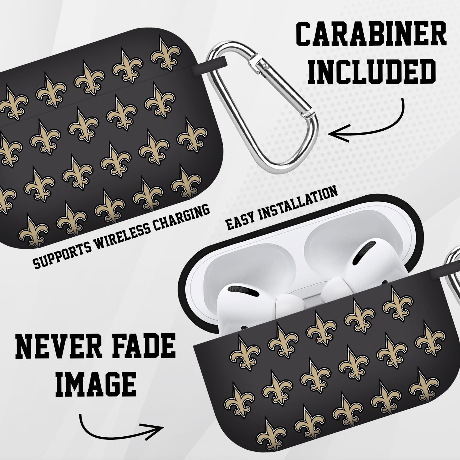 GAME TIME New Orleans Saints HD Case Cover Compatible with Apple AirPods Pro Battery Case (Repeating)