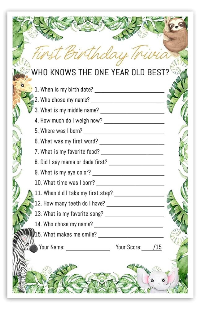 Amazon.com: Wild One First Birthday Triva Party Game : Handmade Products amazon-com-wild-one-first-birthday-triva-party-game-handmade-products