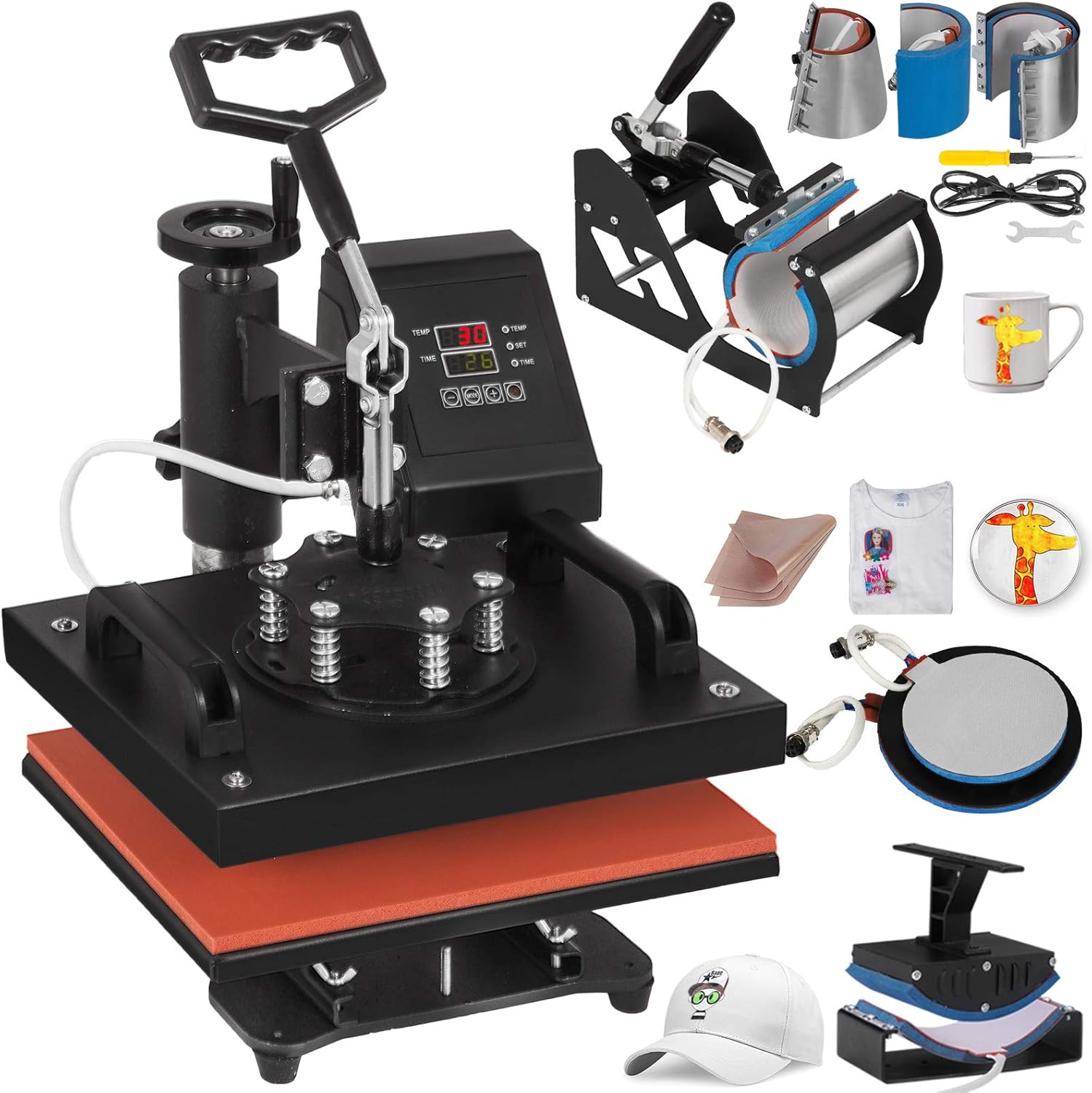 VEVOR Heat Press, 15x15inches Heat Press Machine 5 in 1, AntiScald FastHeating