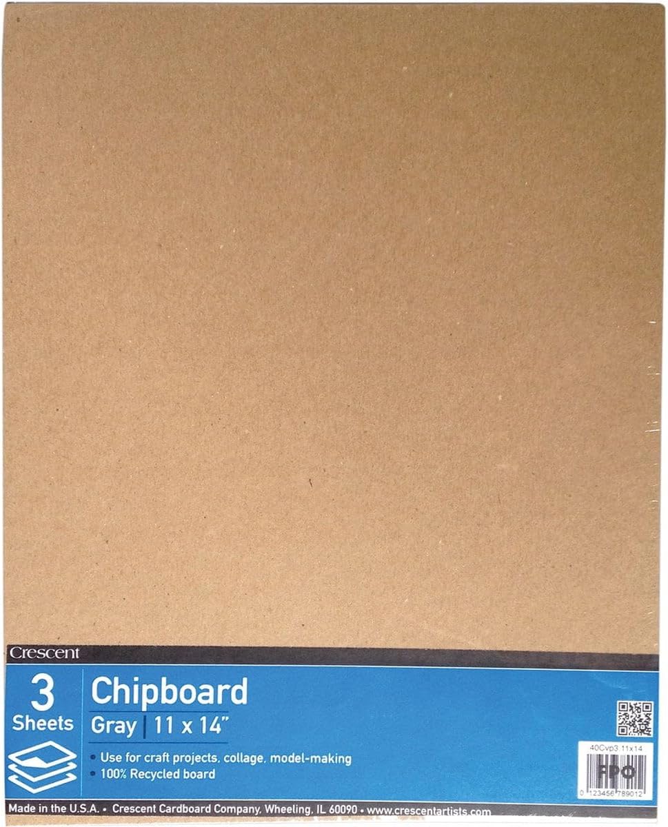 Crescent Recycled Chipboard Value Pack, Mounting, Rigid, Portable, Multi-Media, 3 Sheets, 11" x 14"
