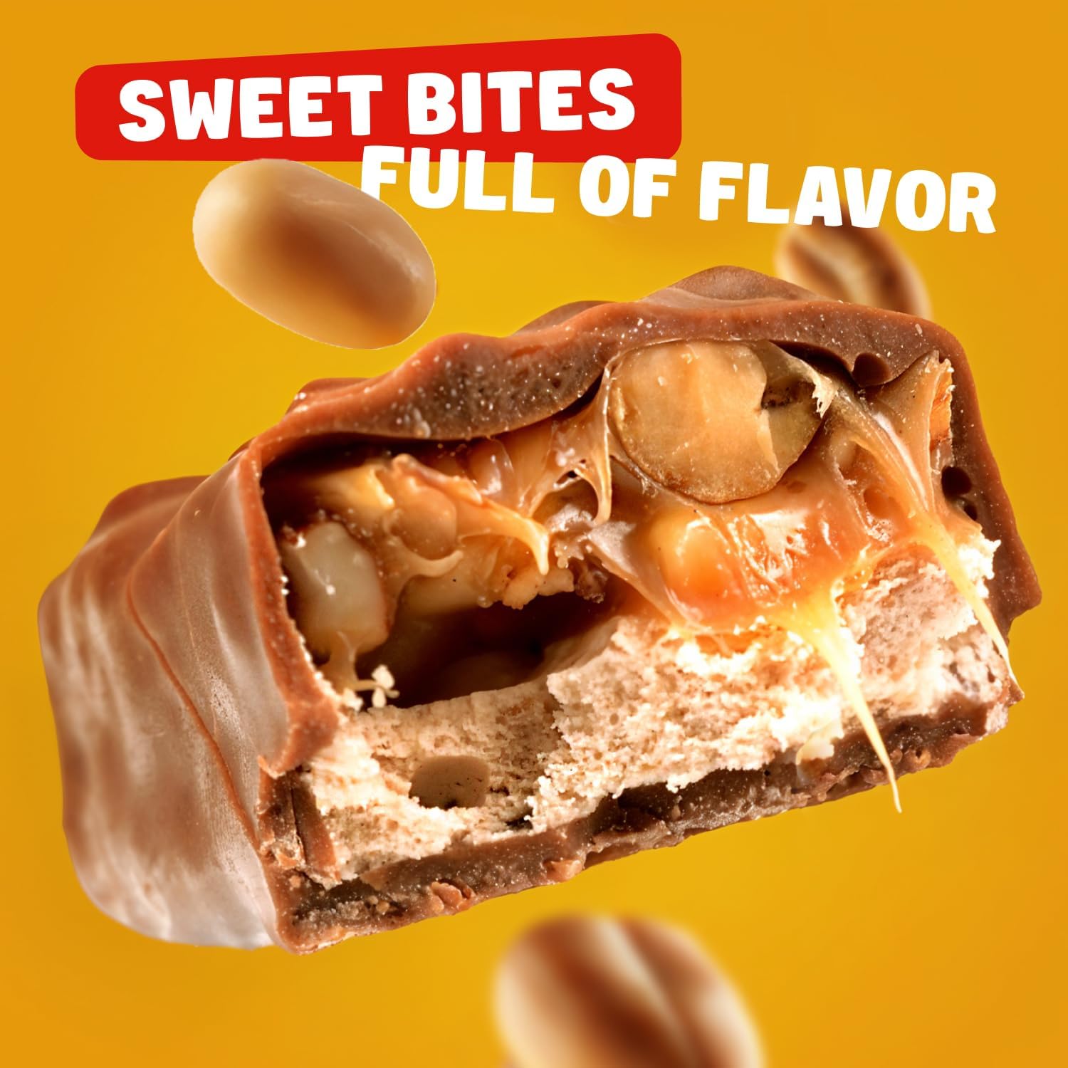 FUN SIZE Chocolate Candy Bars 2 lb – Anti Melt Pack, Individually Wrapped (52 Pieces), Bulk, Snack-Size Format, Crunchy Peanuts & Smooth Caramel