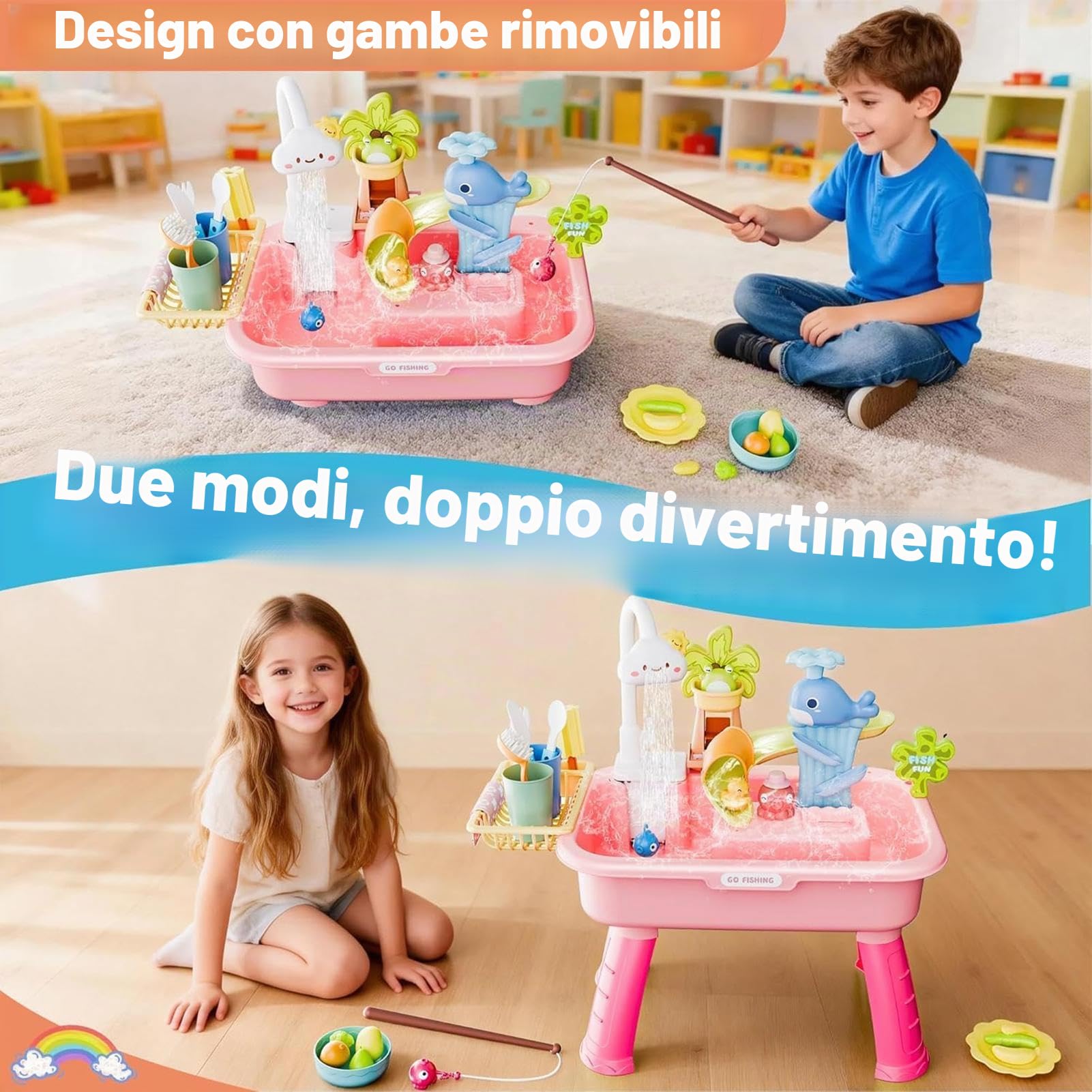 Tavolo Acqua Bimbi,Giocattoli Da Con Pompa Elettrica | Giocattolo Acquatico Da Esterno,Per Bambini E Bambine Cortile Giardino Patio Spiaggia Campeggio Asilo Casa Bagno Sala Giochi Vacanza