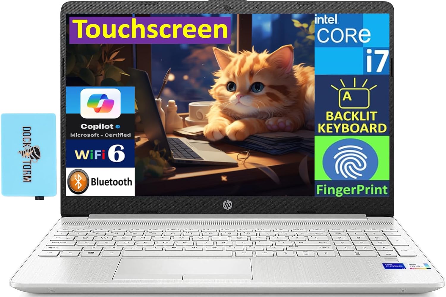 HP 2026 Premium Business Laptop 15.6" Touchscreen Display (Intel i7-1165G7, 32GB RAM, 1TB PCIe SSD, Intel Iris Xe, Backlit KYB, Fingerprint, WiFi 6, RJ-45, Win 11 Home) w/DKZ Hub