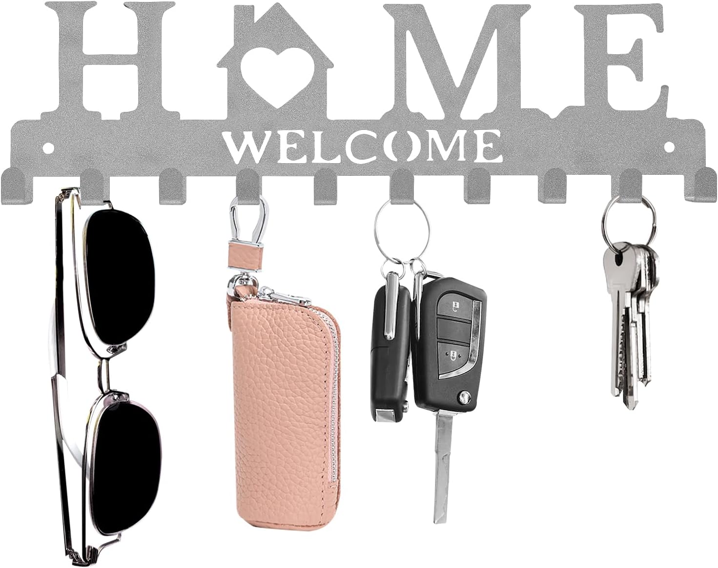 Amazon.com: HOMEBROS Key Holder Wall Mount, Silver Metal Key Hanger ...