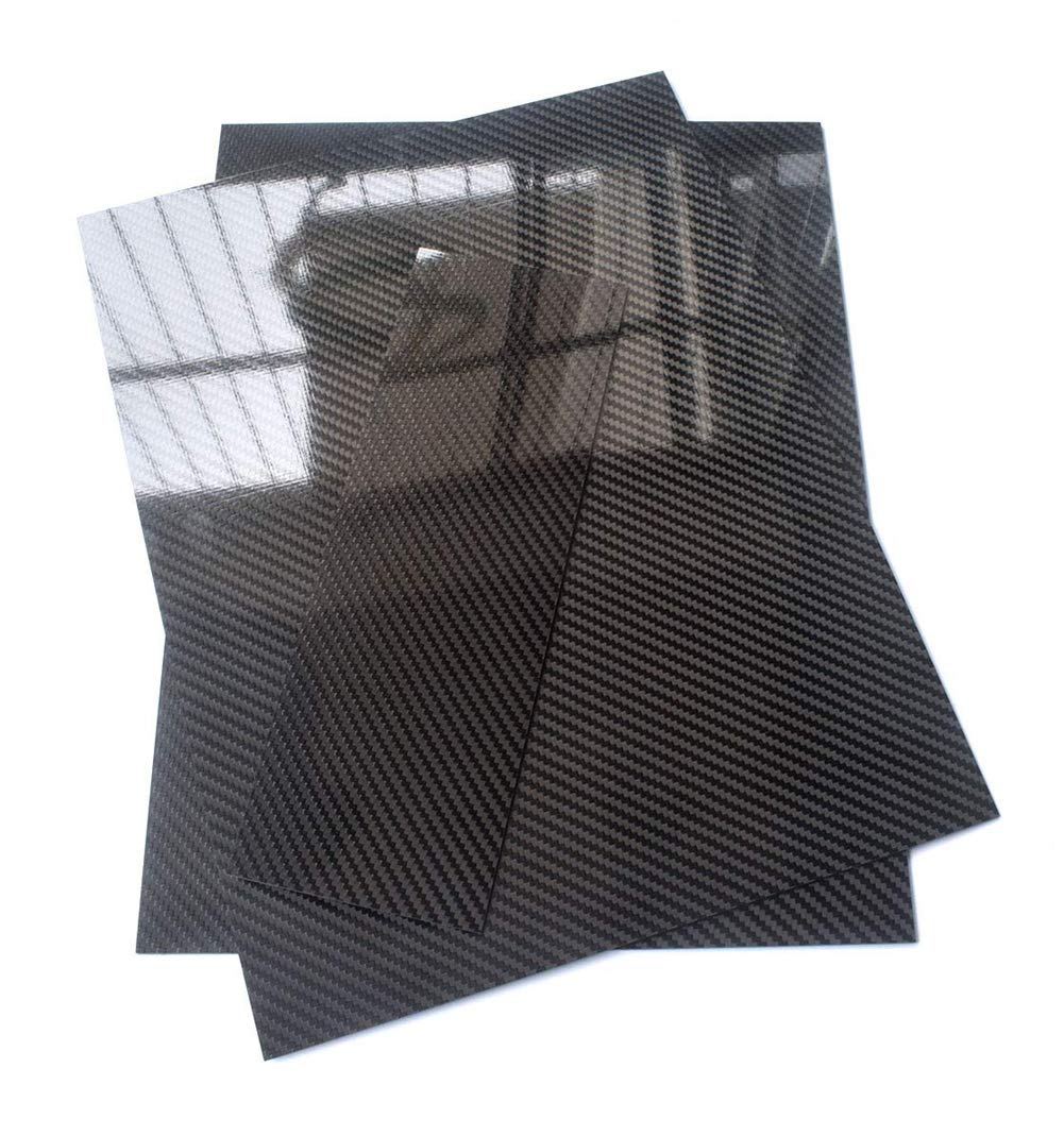 Scheda in Fibra di Carbonio 3K Pannello a Piastra 100% Pannello Pannello Rigido Twill Twill Twill Superficie Lucida per RC Drone Quadcopter Aereo,400mm x 500mm x 2mm