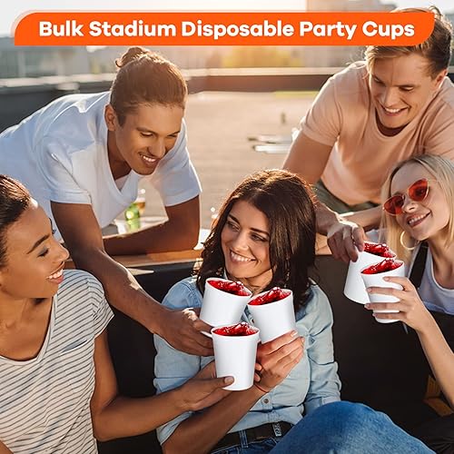 Miniatura 6 de Tessco 120 vasos de plástico a granel de 16 onzas, vasos de plástico para estadios, vasos de fiesta para niños, vasos de jugo apilables, vasos de