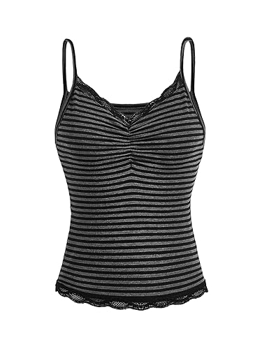 SOLY HUX Cami Top Camisole - Large - Grey Striped