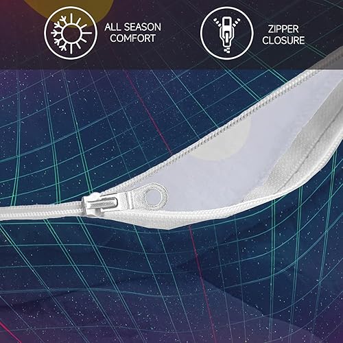 Miniatura 5 de Synthwave - Juego de funda de edredón tamaño individual, juego de ropa de cama de ciencia ficción con cierre de cremallera, funda de edredón