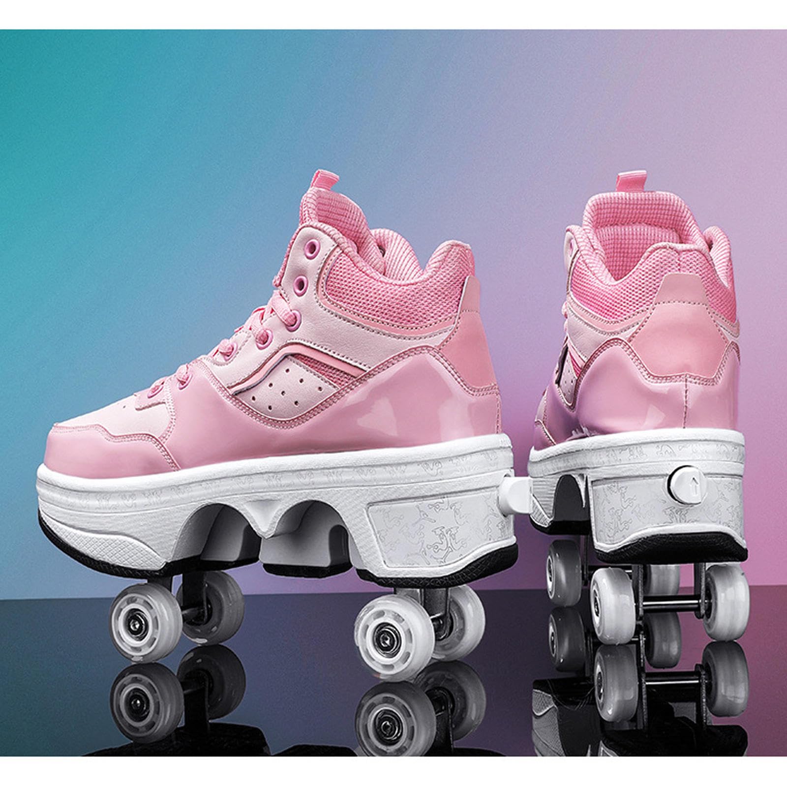 Scarpe Con Rotelle Per Bambini 2 In 1 - Pattini A 4 Ruote Retrattili, Trasformabili In Scarpe Da Ginnastica