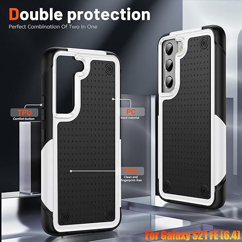 Miniatura 5 de Funda resistente para Samsung Galaxy S21 FE (5G) de 6.4 pulgadas, 4 esquinas con bolsas de aire protección contra caídas de 12 pies, agarre