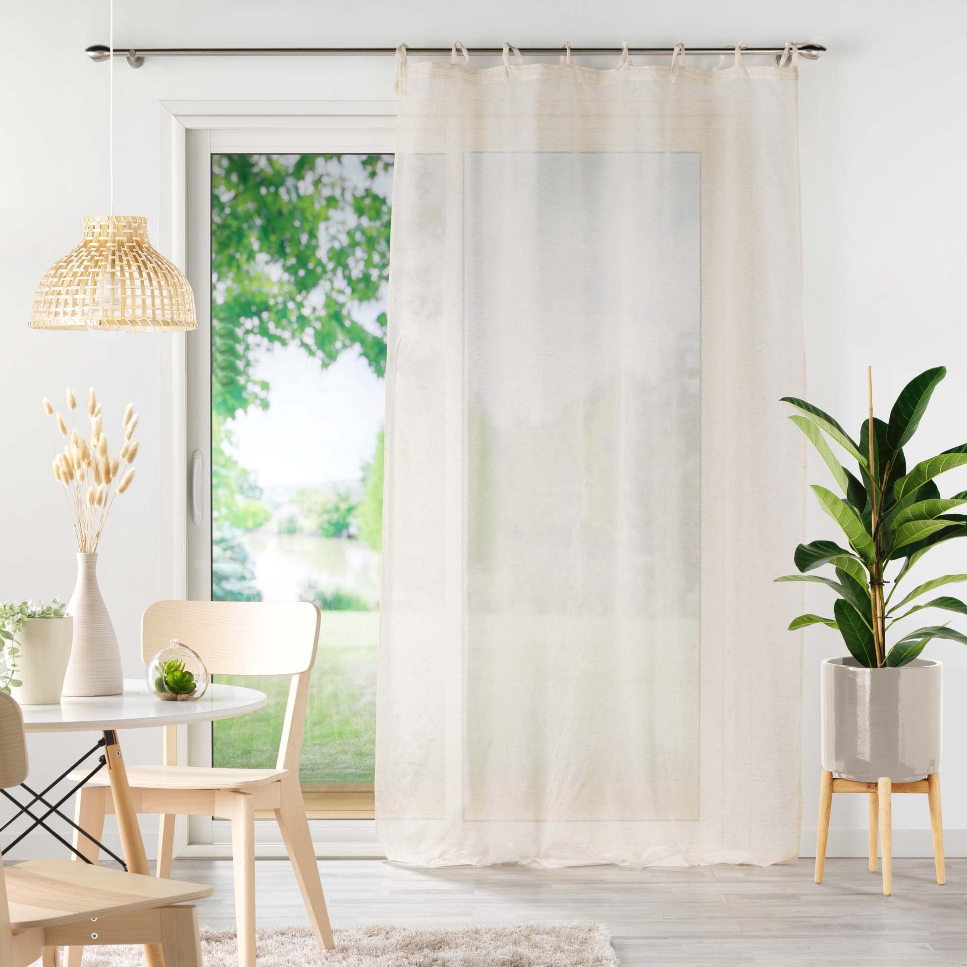 Tenda A Pannello Douceur D'Intérieur Milza Beige Con Anelli - 140x240 Cm, Velo Leggero In Poliestere