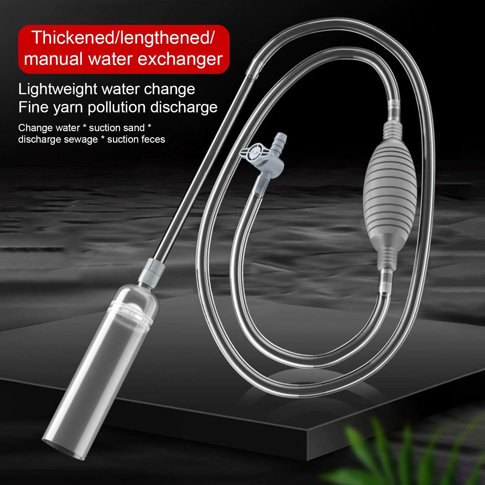 Fish Tank Vacuum - Siphon Water Changer, Aquarium Cleaning Tool with Strong Suction Flow, Easy Gravel Cleaner, Fish Turtle Tank Kit, Changing Pump Water for Saltwater Aquariums
