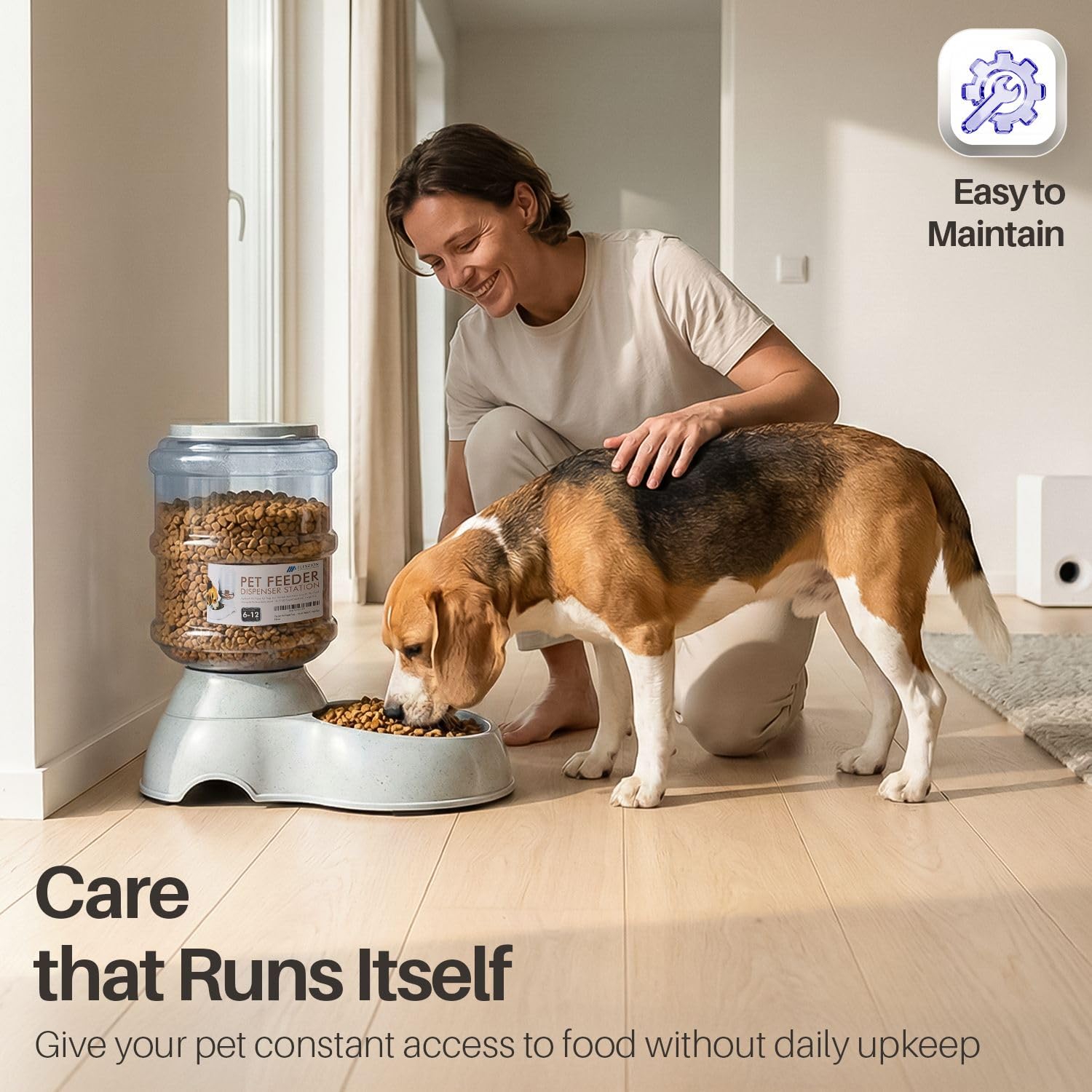 Flexzion Gravity - Dispensador de Alimentos para Mascotas (tamaño de 6 a 12 Libras) para Perros, Gatos, reposición automática, contenedor de Almacenamiento de Alimentos Secos, Cuenco para Perros y
