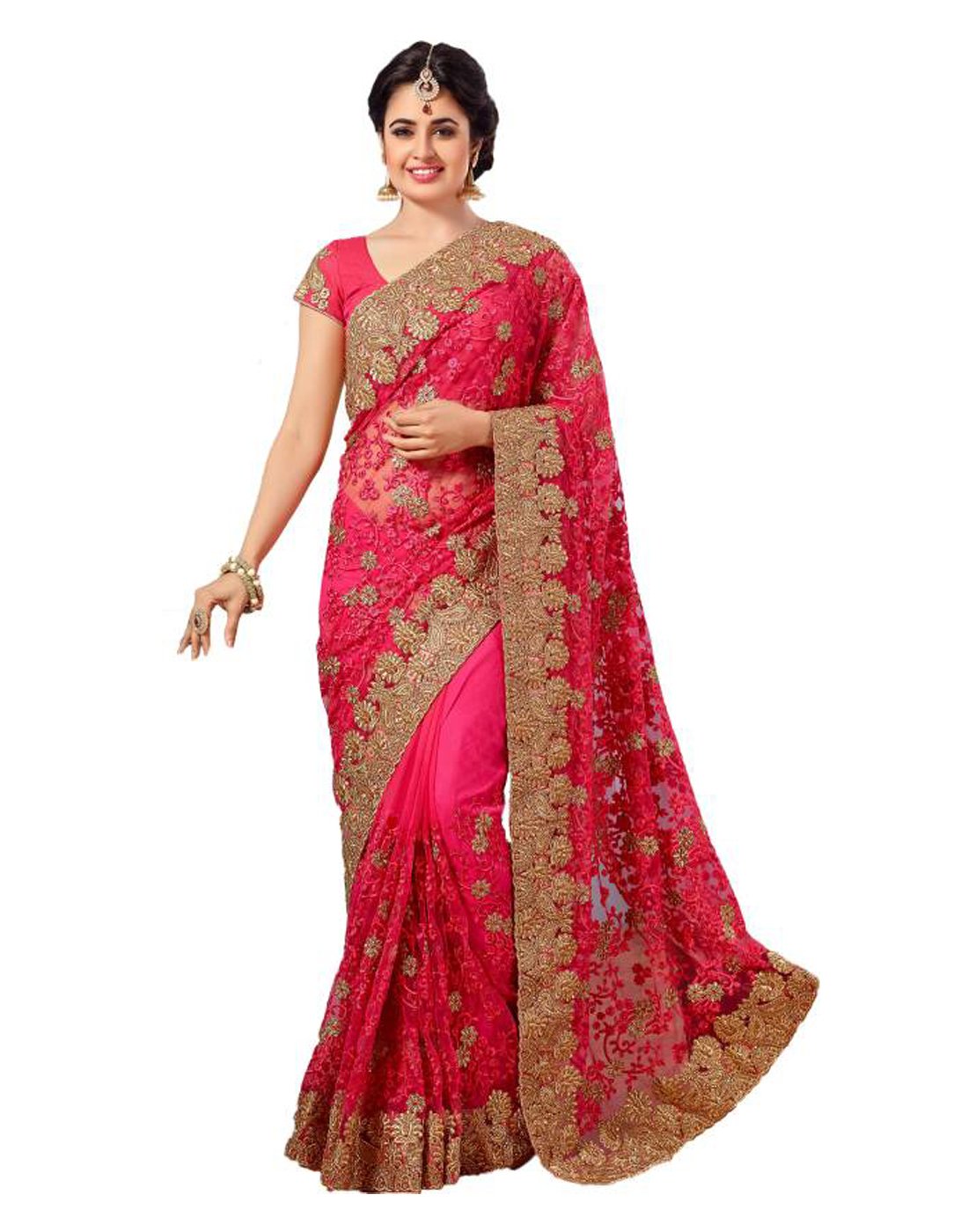 Nine Sister Women's Net Saree
