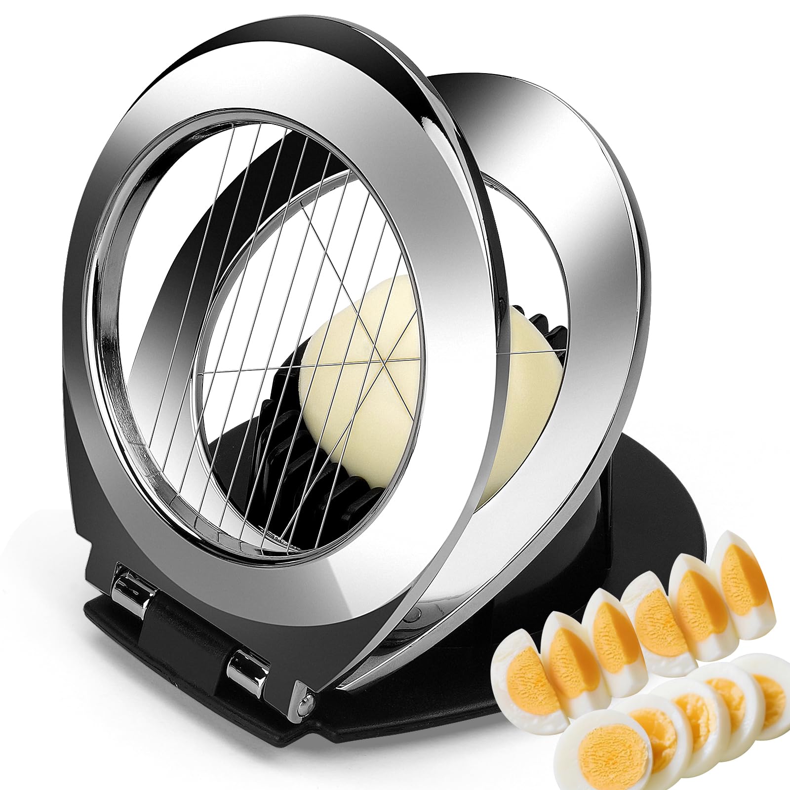 BIBURY エッグスライサー 固ゆで卵用 高耐久エッグカッター エッグストロベリーマッシュルーム ソフトフルーツ用 ステンレススチールワイヤー 3種類のスライススタイル お手入れ簡単