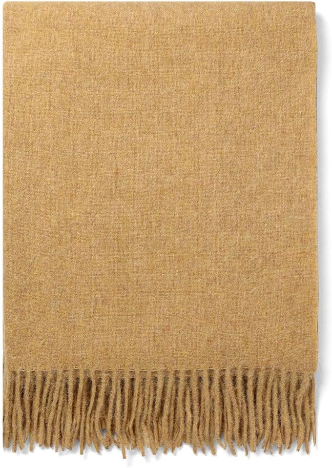 Superfine Alpaca Wool Throw Blanket - Lightweight Alpaca Merino Wool Throw Blankets for Using Indoors or Outdoors | Soft Peruvian Alpaca Blanket Wool Blanket Solid Color 72" x 60" (Golden Yellow)