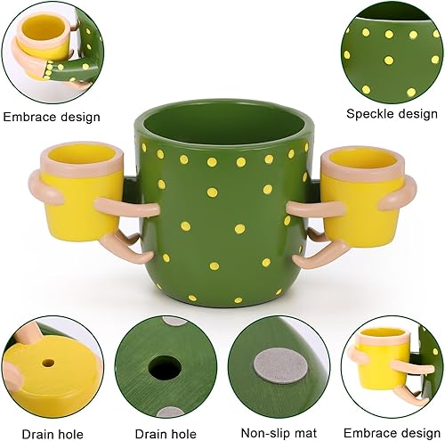 Miniatura 4 de Adorables macetas de interior, maceta de 4.52 pulgadas y maceta pequeña para suculentas de 1.87 pulgadas con drenaje, bonitas macetas para plantas