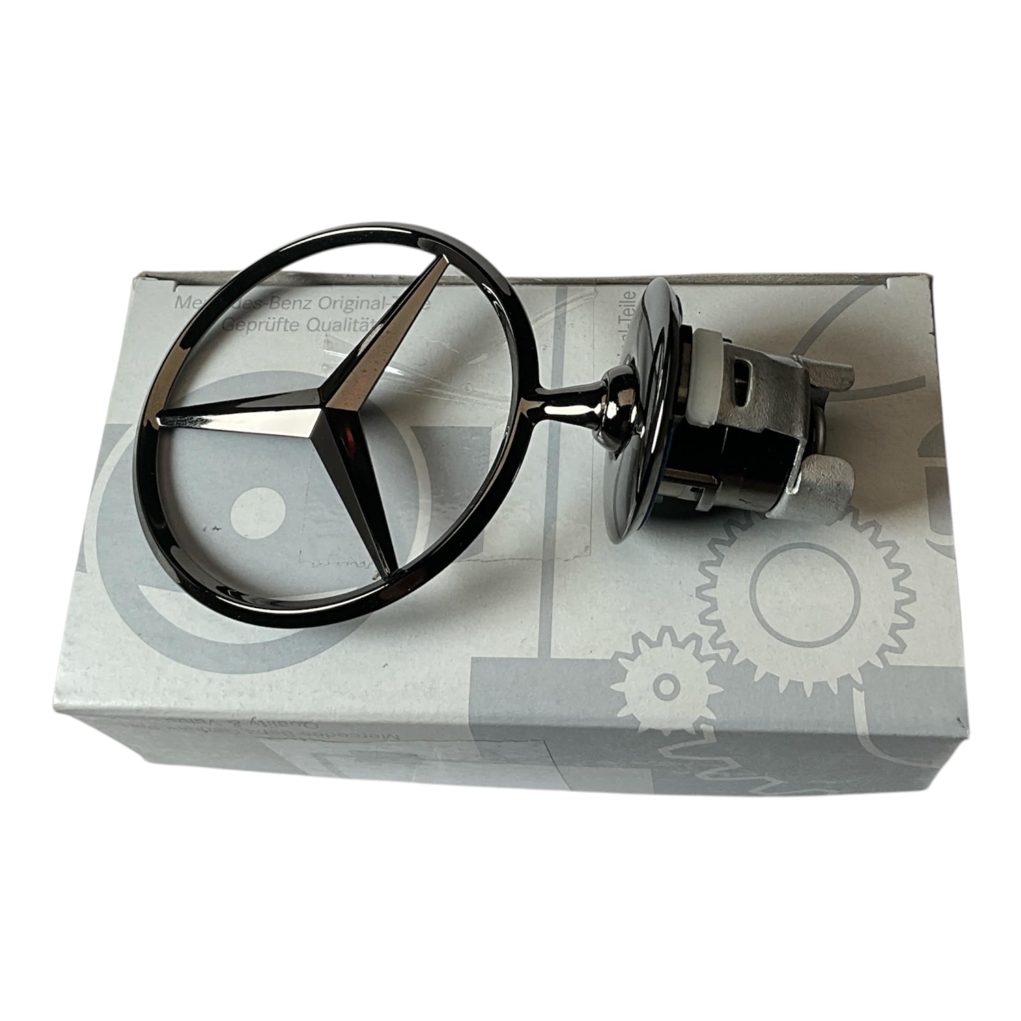Mercedes-Benz Estrella de Capó, Color Negro Brillante, Emblema Decorativo A2238177300-Clase S (W221, W222, W223-Clase E (W211, W212, W213, W214)-Clase C (W203, W204, W205)-GLS (X167)