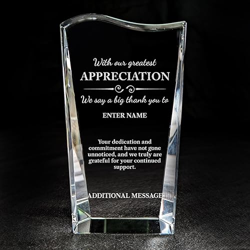 Miniatura 23 de Premio de agradecimiento personalizado grabado con láser, diseño grabado con láser, agradecimiento, añade tu propio texto, incluye caja de regalo