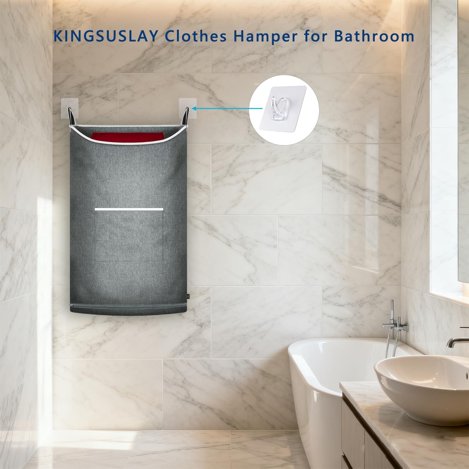2Pcs XL Hanging Laundry Hamper,Over the Door Hamper Bag for Bathroom, Home. image 3