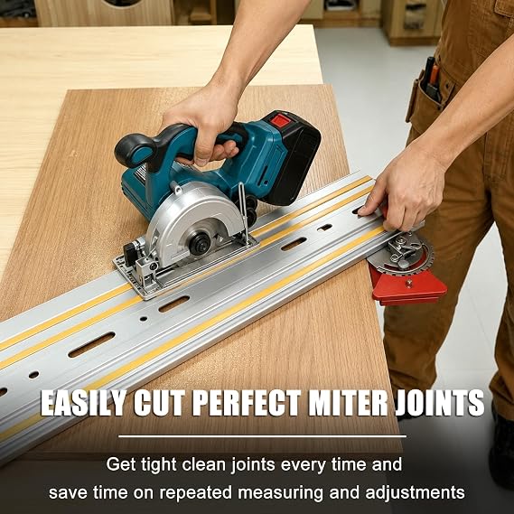 RUITOOL Adjustable Track Saw Square, 90 to 15 Dual-Direction Track Saw Guide Rail Square with Quick Positive Angle Stops & Cam-Lock, CNC Aluminum Track Saw Accessories for Festool & Makita