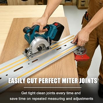 RUITOOL Adjustable Track Saw Square, 90 to 15 Dual-Direction Track Saw Guide Rail Square with Quick Positive Angle Stops & Cam-Lock, CNC Aluminum Track Saw Accessories for Festool & Makita