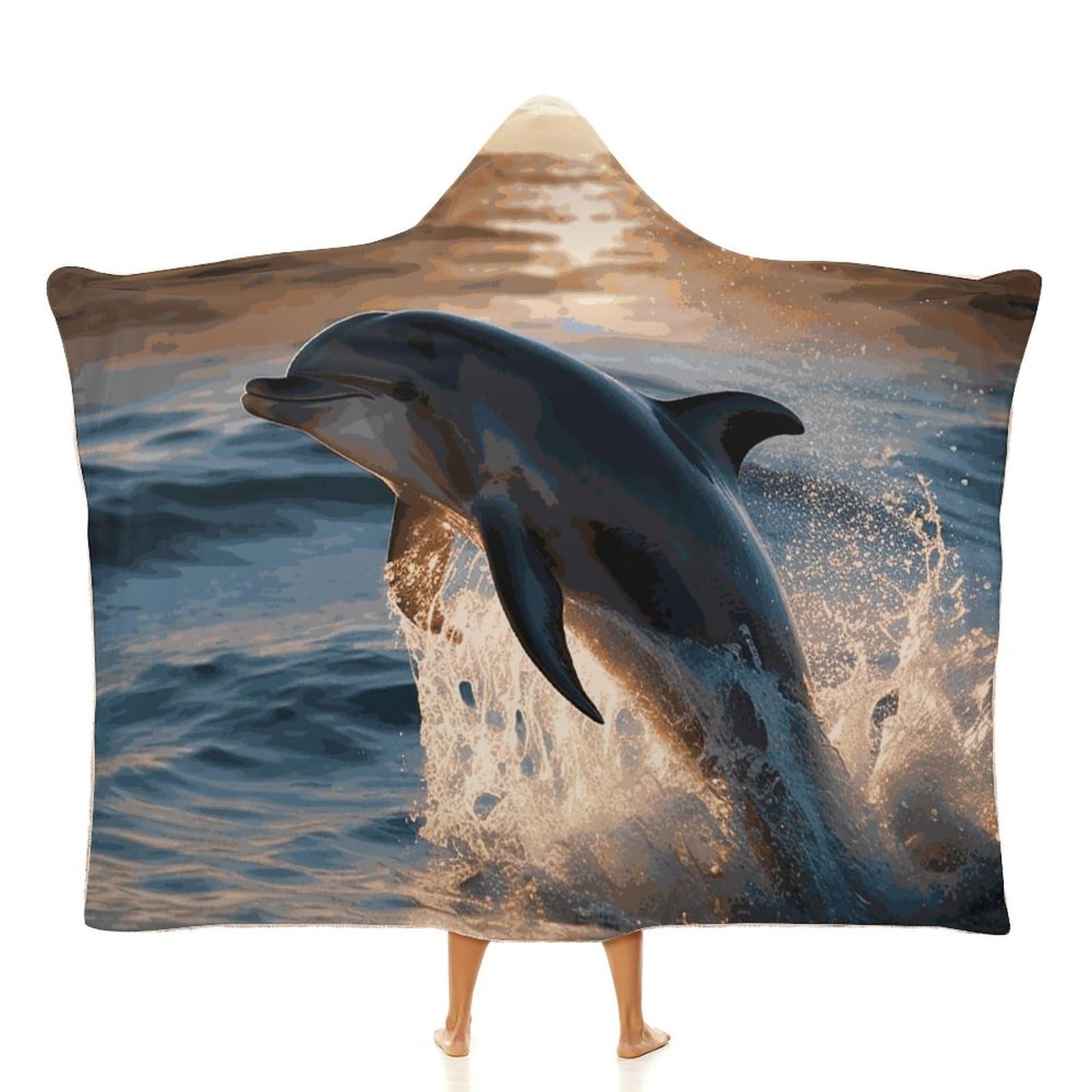 Ekyoshcz Unisex Color-5 Wearable Blanket Hoodie Oversized Soft Warm Hooded Blanket Beautiful Dolphin Blanket Throw Wrap Poncho For Women, 60"X80"