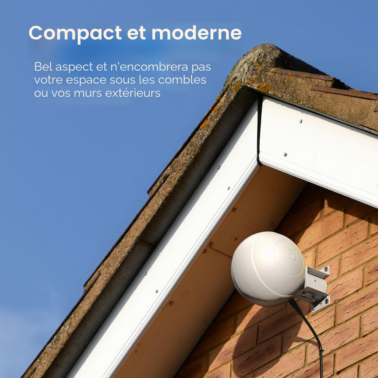 Antenne SLx 360° Amplifiée Omni Directionnelle pour Freeview Numérique - TV Extérieure Puissante avec Amplificateur de Signal Intégré et Filtre 5G