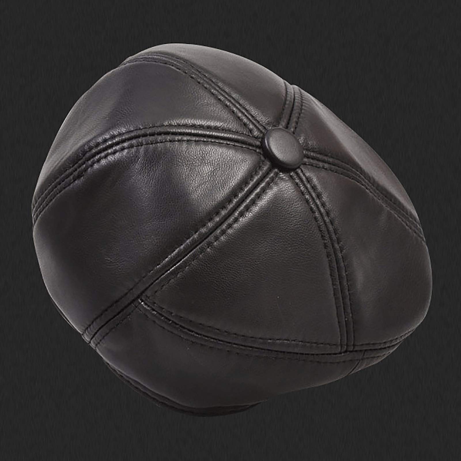 Beanie męska czapka skórzana, zimowa ośmiokątna czapka retro, czapka beretowa, męski płaski kapelusz