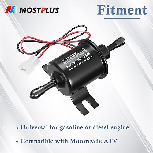 Miniatura 2 de MOSTPLUS Universal de baja presión – gasolina sólida de metal en línea – Bomba de combustible eléctrica resistente de 12 V con filtro de combustible
