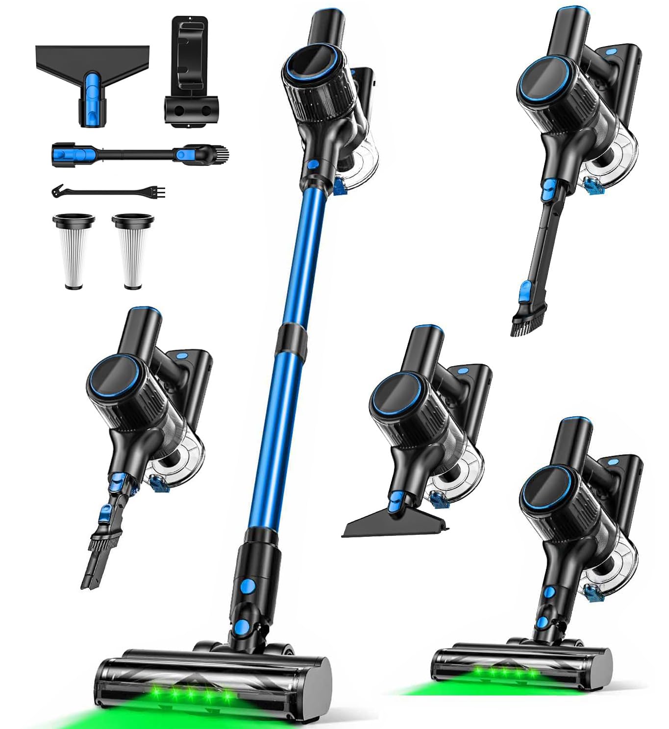 Cordless Vacuum Cleaner 8-in-1 Vacuum Cleaners for Home 45Mins Runtime Anti-Tangle Stick Vacuum with LED Display Rechargeable Lightweight