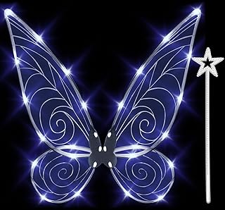 quescu Fairy Wings for Girls,Light up Butterfly Wings for Adults,LED Fairy Costume for Women Halloween Dress Up Party Favor - Buy now