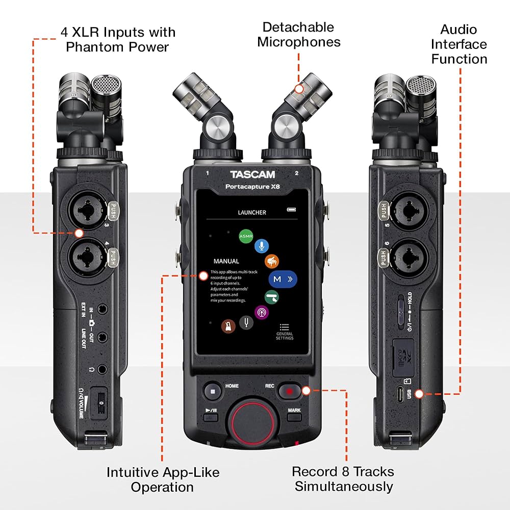 TASCAM Portacapture X8 マルチトラックレコーダー Portacapture X8 | 8-Channel 32-Bit Float Portable Audio