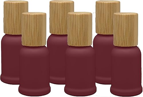 Botellas de vidrio de 0.3 fl oz con tapa de bambú y bola de acero inoxidable para aceites esenciales, paquete de 6 (paquete variado, modelo Campana)